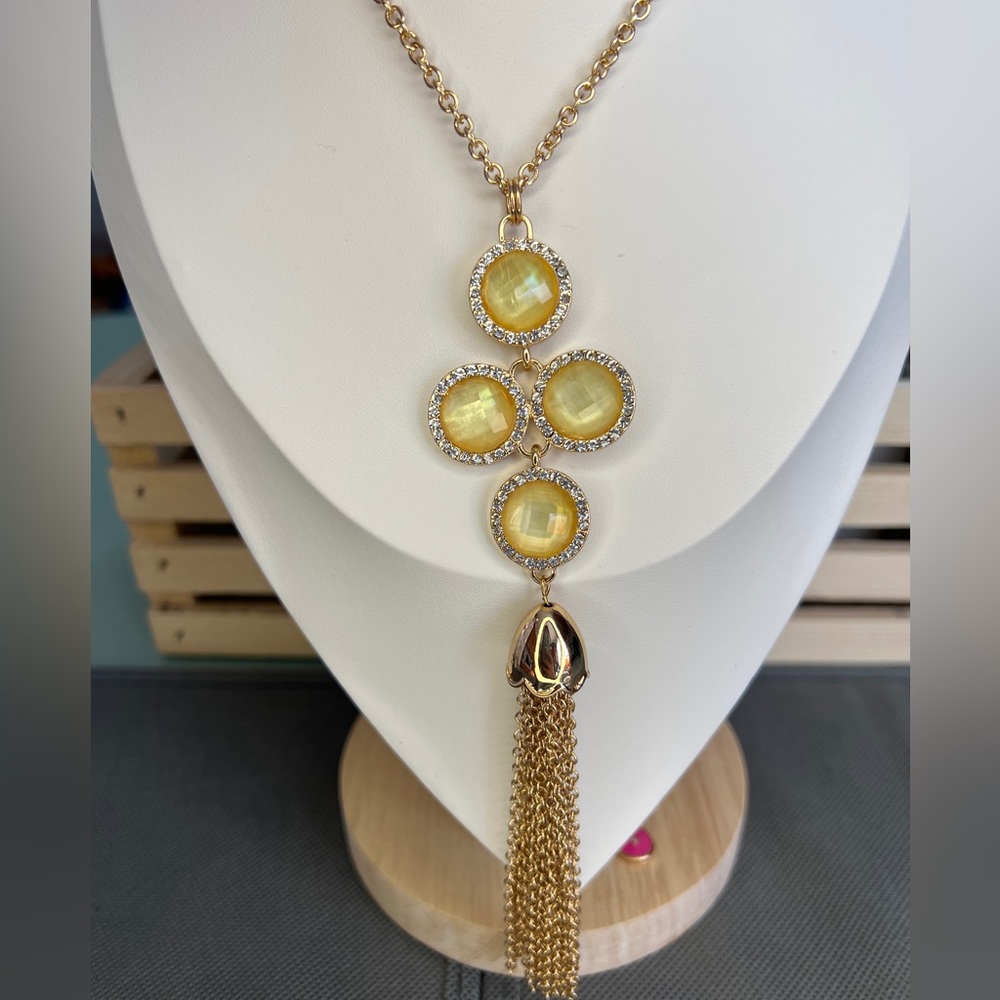 Isaac Mizrahi Gold/Yellow Crystal Earring Necklace Set - Picture 3 of 8